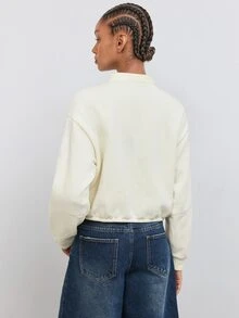 Maija Sweatshirt Kancing Katak Kasual Musim Gugur Wanita, Pakaian untuk Keluar, Pakaian Kerja untuk Wanita, Pakaian Musim Gugur - Putih - View 4