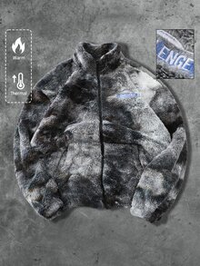 ROMWE MEN Street Life Men's Autumn/Winter Casual Tie-Dye Print Warm Jacket - Black - View 1