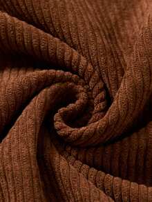 Rusticease Gaun Lengan Panjang Motif Bunga Sederhana Ukuran Plus - Coklat - View 6