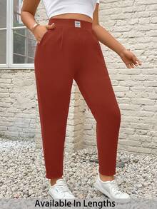 SHEIN PETITE CURVE 大尺碼休閒牛仔褲，附口袋，簡約日常風格 - 棕色 - 查看 1