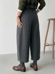 FRIFUL Women's Casual 1960s 1950s Versatile Button Pocket Pants Teachers' Day Brunch Office Grey Cold Weather Fall - Grey - View 4