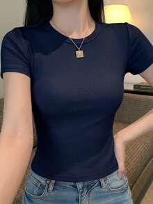 DAZY 秋冬季休季修身優雅素色女款背心 - 藏蓝色 - 查看 6