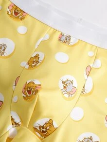 TOM & JERRY X SHEIN Men's Cartoon Print Casual Comfortable Boxer Briefs - Yellow - View 4