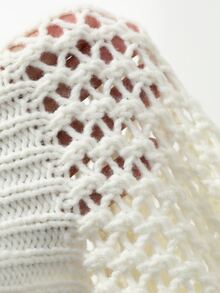 Livesso Women's Hollow Knit 3D Floral Decor Sweater Autumn Brunch Floral Off-White Fairycore Cottagecore Romantic Cottagecore Whimsical - Beige - View 7