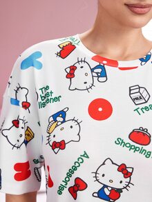 HELLO KITTY AND FRIENDS | SHEIN Women's Cartoon Print Casual Daily Home Sleep Dress - White - View 8
