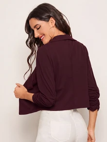 Firerie Shawl Neck Solid Black Blazer In Fall/Winter - Maroon - View 2