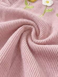 SHEIN 新生女嬰可愛百搭休閒粉色彩虹刺繡連身褲，適合兒童春、夏、秋、冬穿著 - 淺粉色 - 查看 4