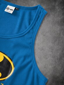 BATMAN X SHEIN Men's Cartoon Pattern Print Tank Top For Daily Wear - Blue - View 5