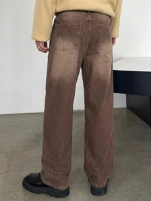 DAZY Men's Autumn Button Pocket Fashion Versatile Jeans - Brown - View 2