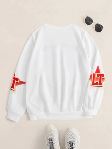 LOONEY TUNES X SHEIN Tween Boy Crew Neck Long Sleeve Casual Loose Sweatshirt - White - View 2