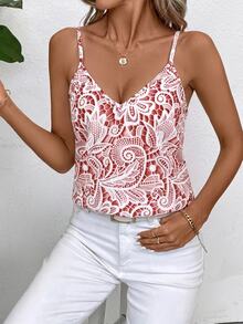 SHEIN Clasi 女款背心與細肩帶上衣 - 酒紅色 - 查看 1