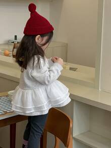 DAZY Baby Girls Round Neck Colorblock Ruffle Trim Long Sleeve Sweatshirt - Grey - View 9