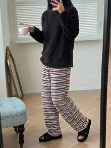 DAZY Women's Winter Warm Pajama Set With Top And Pants Fall - Black - View 7