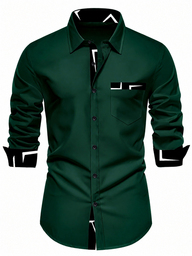 Calvornis Camisa casual de manga larga para hombre, adecuada para uso casual, de negocios y al aire libre, prenda versátil, formal, estilo Old Money