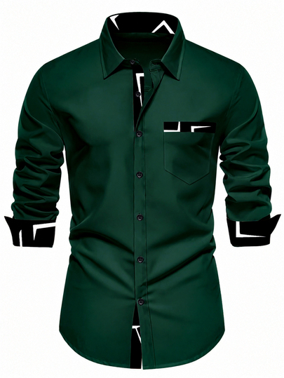 Calvornis Men's Casual Long-Sleeved Shirt, Suitable For Casual Business Outdoor Wear, Versatile Top, Formal, Old Money
