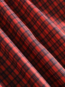ROMWE MEN Men's Plaid Patchwork Casual Daily Wear Shirt - Burgundy - View 8
