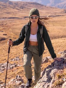 In My Nature Women's Solid Color Zipper Casual Daily Sun Protection Jacket - Black - View 13