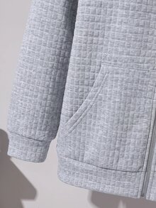 SHEIN 青少年男孩百搭拉鍊連帽衛衣，附口袋，適合日常穿著 - 彩色 - 查看 4