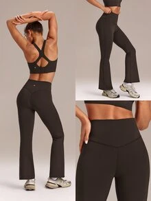 GLOWMODE 28" Powersculpt™ StudioShape Peakbum 喇叭褲，附網格拼接、抽繩防捲腰頭，高強度訓練健身運動服 - 棕色 - 查看 8