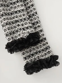 LUMIGAL Women's Long Sleeve Patchwork Black Chiffon Lace Jacket - Black - View 5