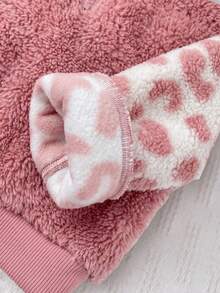 SHEIN Baby Girl Winter Warm Cow Print Patchwork Sweatshirt - Pink - View 4
