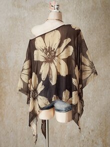 SHEIN ICON 休閒花卉印花大尺碼女款網紗上衣，適合夏季 - 彩色 - 查看 2