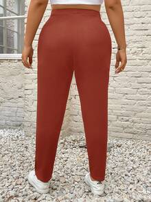 SHEIN PETITE CURVE 大尺碼休閒牛仔褲，附口袋，簡約日常風格 - 棕色 - 查看 2