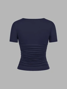 SHEIN EZwear 4件裝休閒極簡純色女款短袖T恤 - 彩色 - 查看 10