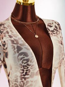 Amplova Women's Sexy Leopard Print Deep V Mini Dress - Brown - View 9