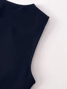 SHEIN EZwear 女款素色百褶商務西裝背心 秋冬款 - 藏蓝色 - 查看 4