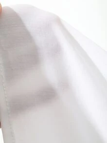 DAZY Solid Color Turn-Down Collar Slim Fit Short Sleeve White Women's Shirt - White - View 5