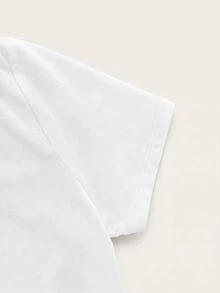 SHEIN ICON 夏季休閒純色短版上衣 - 白色 - 查看 4