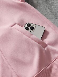 AXEPEAK Men's Casual Solid Color Hoodie Sweatshirt, Autumn/Winter - Baby Pink - View 8