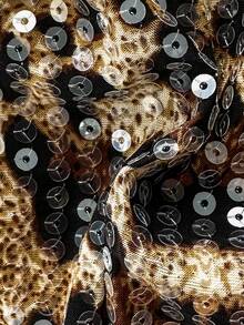 Bonvoyette Women's Sexy Sequin Fabric Halter Bikini Set Suitable For Beach Vacation Party - Brown - View 6