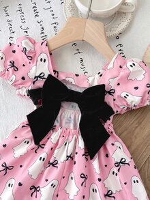 SHEIN Baby Girl Cute Geometric Knit Jacquard Sundress For Summer Holiday - Baby Pink - View 5