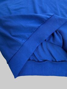 INAWLY Women's Minimalist Striped Contrast Color Long Sleeve Casual Sweatshirt - Blue - View 6