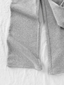 SHEIN 青少年女孩灰色拉鍊連帽衛衣與運動長褲休閒套裝 - 灰色 - 查看 7