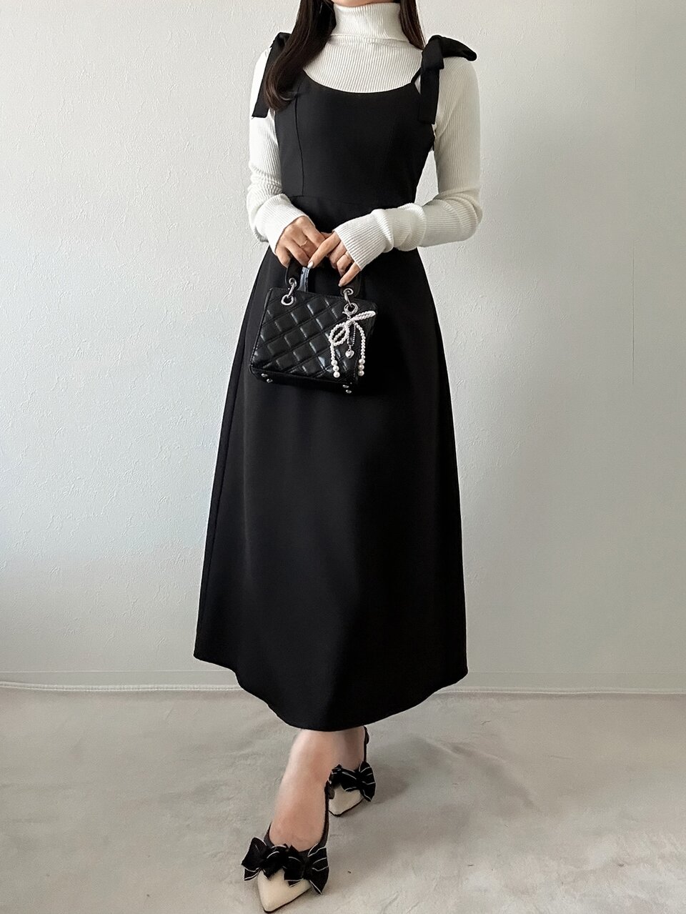 Women's Autumn Back Tie Strap Tank Dress Layered Long Dress