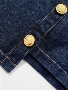 GlowEve Fashion Women's Button-Front Cropped Jacket And Skirt Washed Denim Set - Dark Wash - View 6