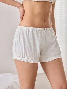 Ocili Calcinha Hipster Feminina de Algodão Puro Confortável com Design Floral em Formato de Botão - Branco - Visão 4