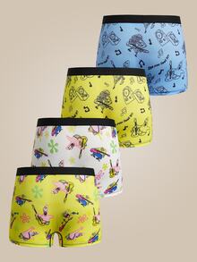 SpongeBob SquarePants | SHEIN 大童男孩卡通印花拼色休閒日常四角內褲 - 彩色 - 查看 2