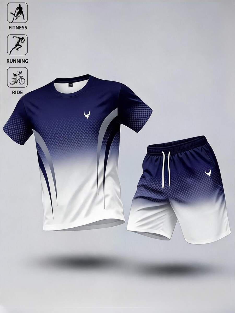 Gym Rark Men's Gradient Print T-Shirt & Shorts Sports Set - Multicolor - View 1