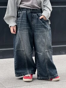 Dazy Kids Young Boy Casual Washed Wide Leg Denim Jeans Fall - Blue - View 6