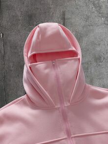 AXEPEAK Men's Casual Solid Color Hoodie Sweatshirt, Autumn/Winter - Baby Pink - View 3