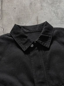 AXEPEAK Jaket Pria Warna Hitam Abu-abu dengan Resleting dan Kancing - Hitam - View 3