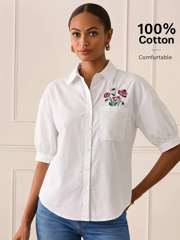 Lilora Blusa feminina premium elegante bordada em algodão puro, moda de alta gama versátil, adequada para deslocações, uso casual diário, passeios, reuniões, encontros, festas, lazer, viagens, férias, outono, inverno, viagens de férias