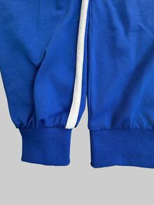 INAWLY Women's Minimalist Striped Contrast Color Long Sleeve Casual Sweatshirt - Blue - View 5