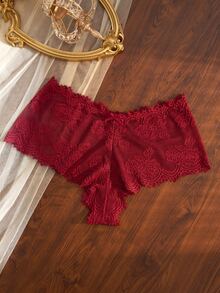 Divavoom 1pc Plus Size Lace Boxer Briefs - Red - View 1
