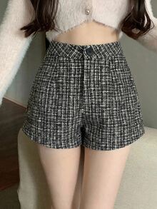 DAZY Women's Autumn Versatile Elegant Button Business Shorts - Black - View 6