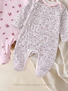 Newborn Baby All-Over Print Casual Daily Home Wear Jumpsuit - Multicolor - View 5